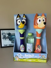 Bluey Light Up Bubble Wand 2 Pack Bingo Bluey 16 oz Bubble Solution New