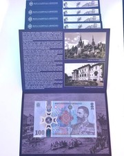 LOT ROMANIA 5 x 100 LEI 2024 Banknotes 185 Years King Carol I,Consecutive series
