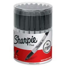 Sharpie 35010 Fine Point Permanent Marker, Black, Canister, Pk36