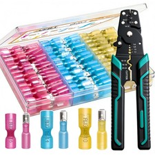 100PCS Heat Shrink Spade Connectors Kit with Crimping Tool,AWG 22-10 Electric...