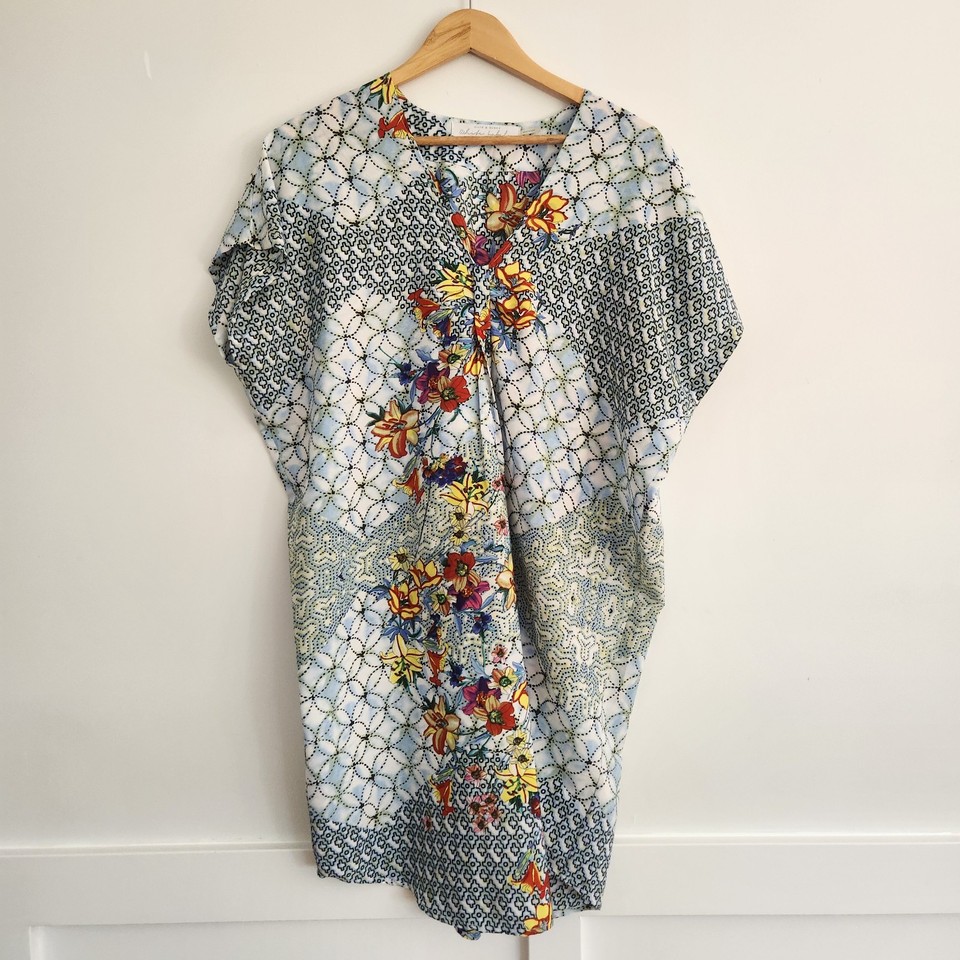 Ellis & Dewey White Label Women's Size Small S V Neck Kaftan Dress Multicoloured