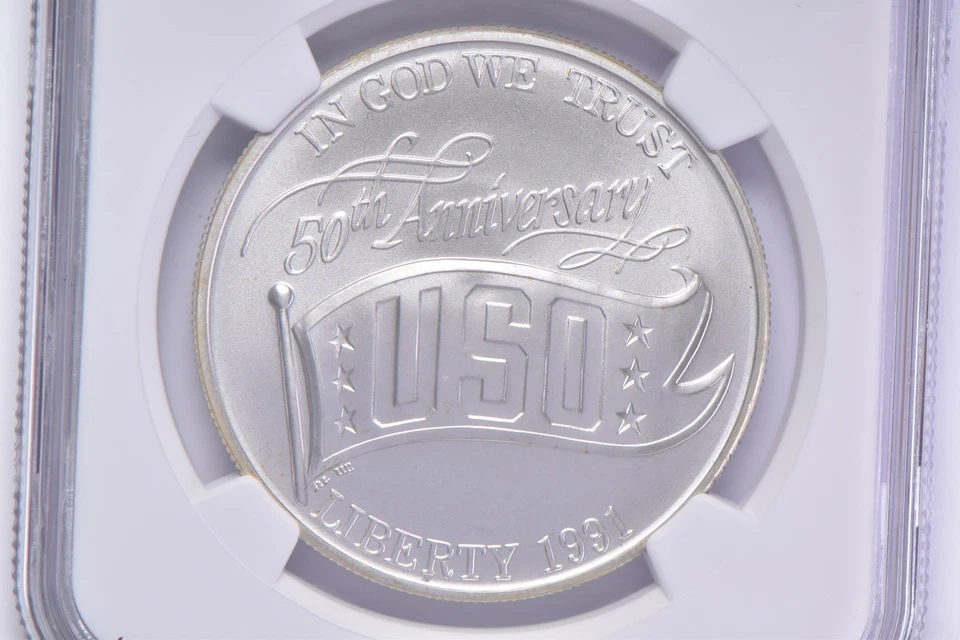 MS70 1991-D USO Commemorative Silver Dollar $1 NGC Brown Lbl *0560 - Image 3 of 4