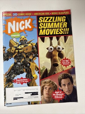 Nickelodeon Magazine June 2009 Transformers Ice Age Night At Museu