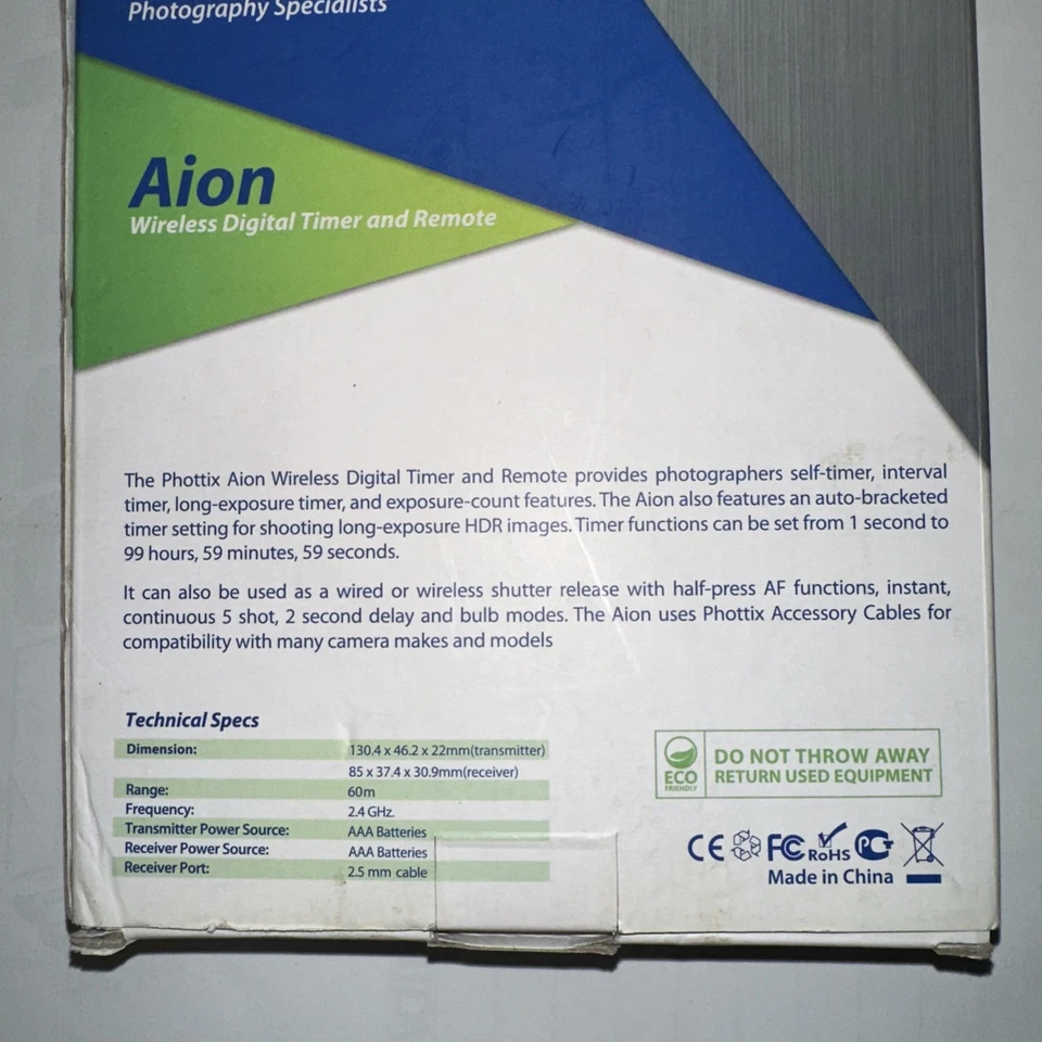 Phottix Aion Wireless Digital Timer and Remote OPEN BOX For Nikkon Long Exposure - Image 2 of 4