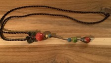 Handmade Ceramic Bead Necklace On 30 Braided Cord