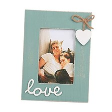 U/D Teal Picture Frame for Love 4x6,Blue Heart Photo Frame for Boyfriend and