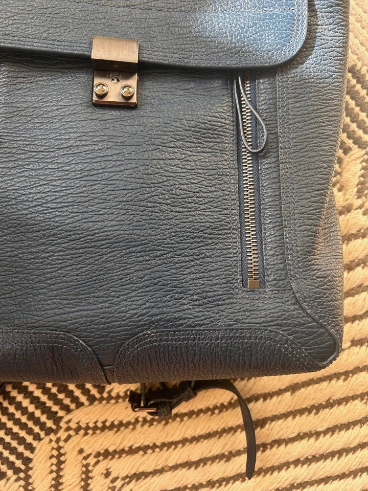 3.1 Phillip Lim - дизайнерский металлический темно-синий кожаная сумка рюкзак $895 розничной - Изображение 2 из 4