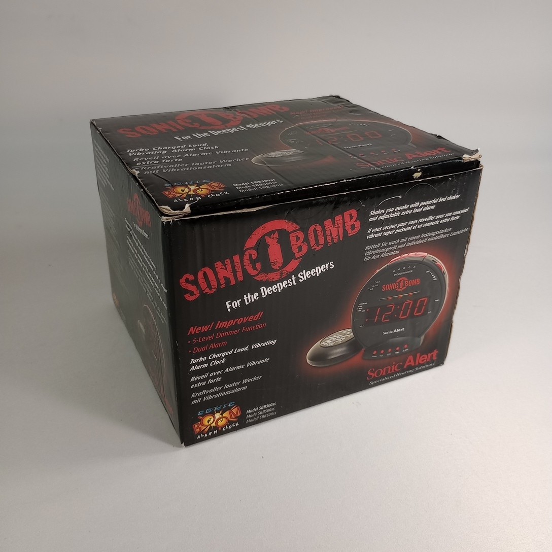 Sonic Alert Bomb Dual Extra Loud Alarm Clock with Bed Shaker SBB500SS - Black  