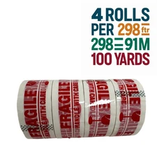 4 Rolls 2 Inch 100 Yards Fragile Handle with Care Packing Shipping Sealing Tapes