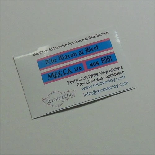 Matchbox Lesney  5d4 London Bus Baron of Beef Sticker Set