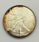 1988 American Silver Eagle ASE $1 PCI Rainbow Neon Toned GEM BU Coin