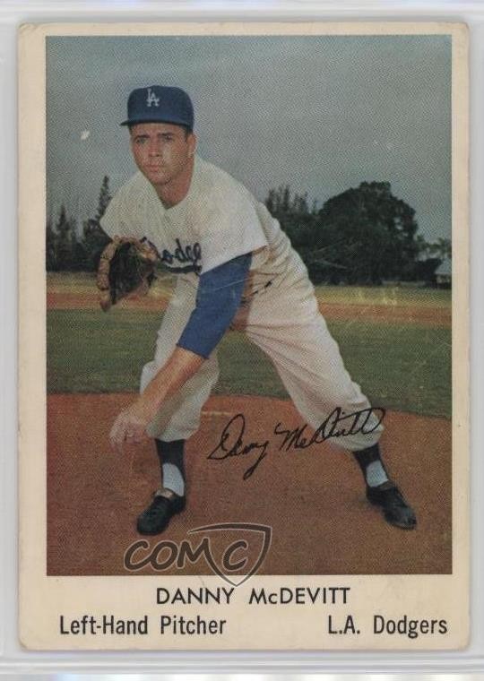 1960 Bell Brand Los Angeles Dodgers Danny McDevitt #3 13in
