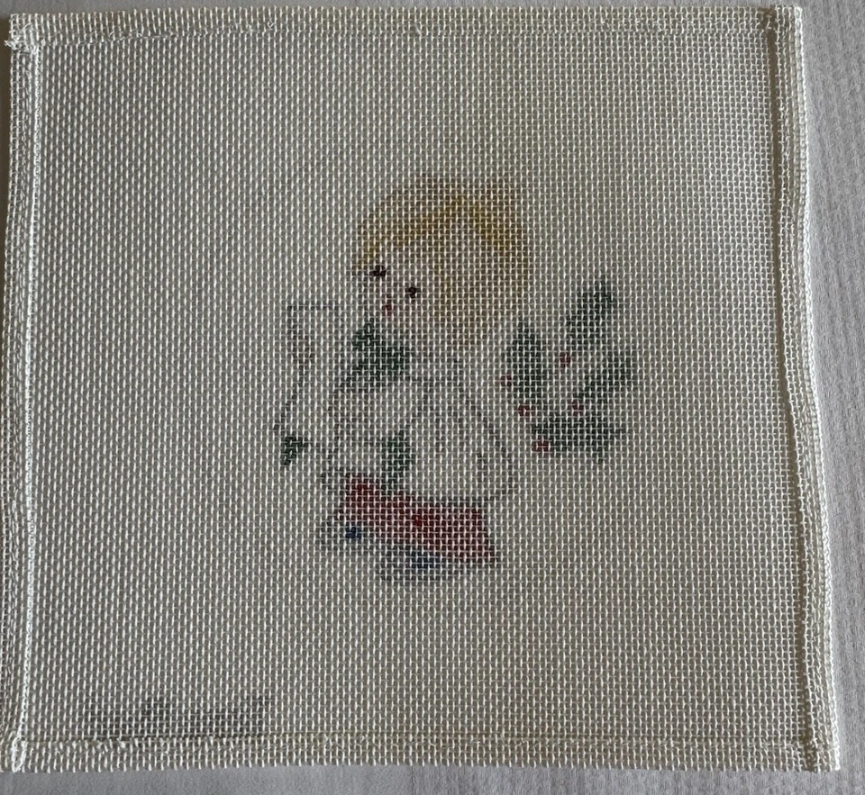 Vtg Tray Point Little Choir Boy Sing Christmas Round Ornament Needlepoint Canvas - Image 4 of 4