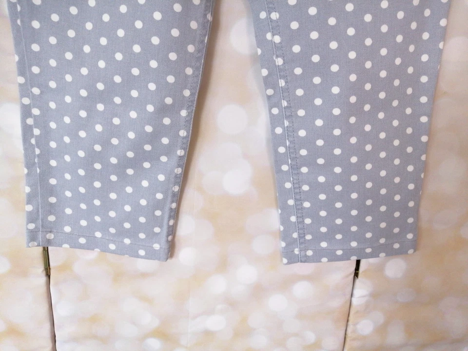 Per Una Womens Jeans Polka Dot Cotton Blend Denim Cropped Size 10 Grey White  - Image 3 of 4