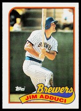 Jim Adduci, 1989 Topps, #338, Milwaukee Brewers,