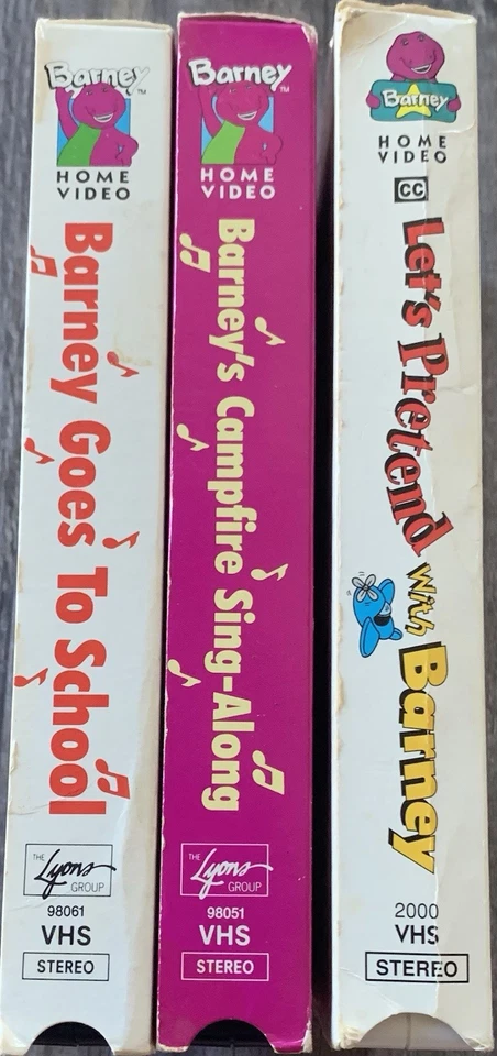 Lot Of 3: Barney VHS Set; Campfire, School, & Let’s Pretend 1990s ACCEPTABLE!!!! Foto 3 de 4