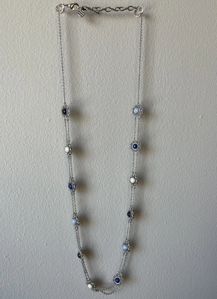 Talbots Silver Toned And Multi Shades Of Blue Filigree Layering Necklace - Image 2 of 4