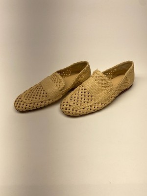 Vince Womens Davis Raffia Natural Woven Loafer Shoe Sz 7.5