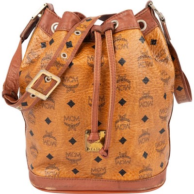 MCM Monogram Visetos Drawstring Bucket Crossbody Bag Tasche