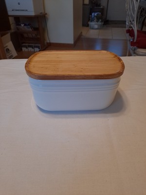 DOWAN Porcelain Butter Dish Extra Large Dish with Cover Airtight White