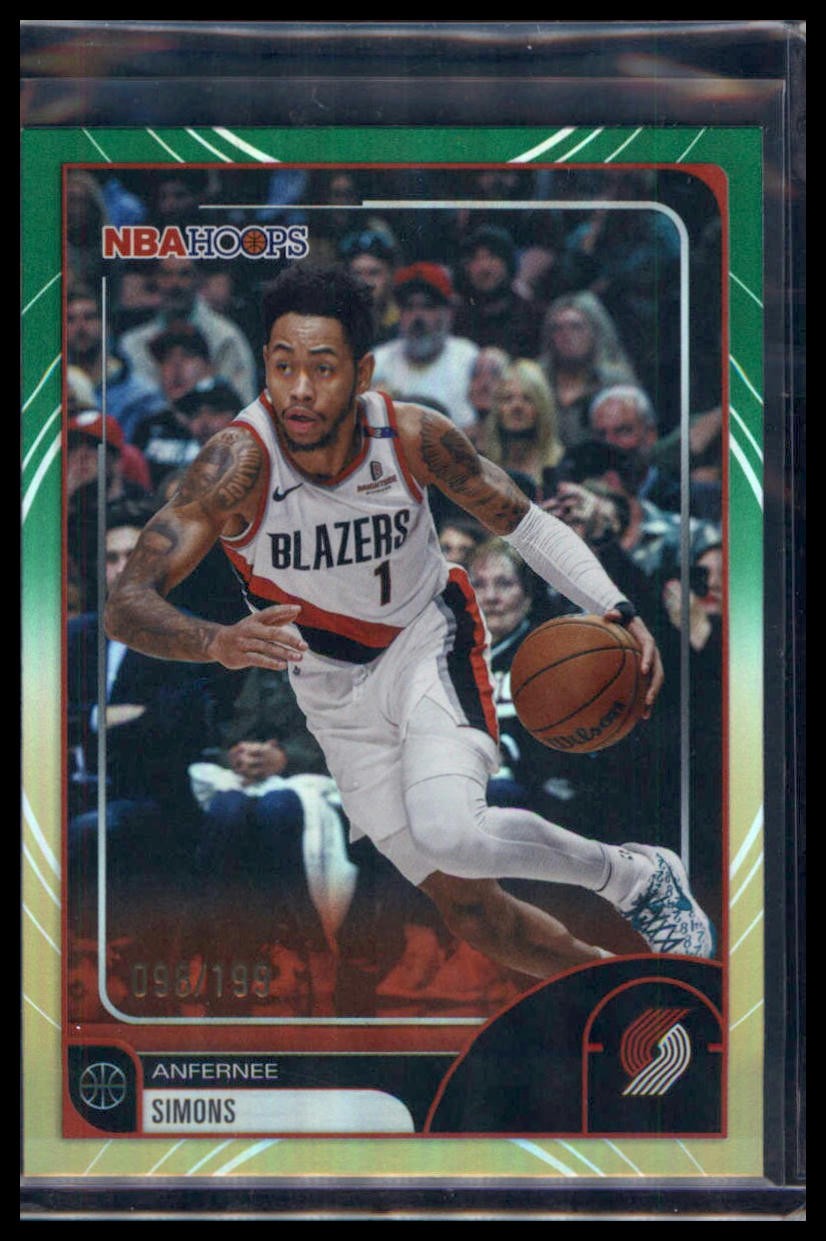 2025-26 Hoops #95 Anfernee Simons Rainbow Gold and Green #/199