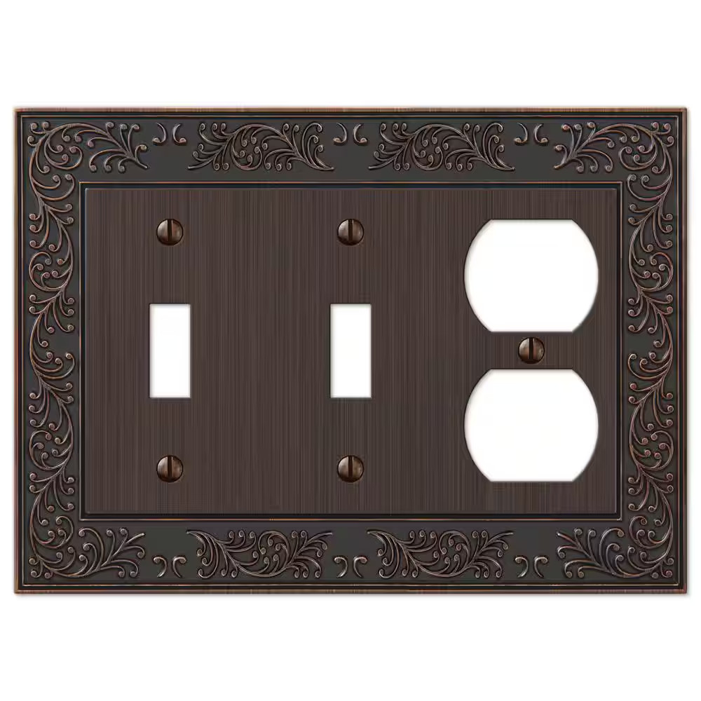 Bleinhem 3 Gang 2-Toggle and 1-Duplex Metal Wall Plate - Aged Bronze