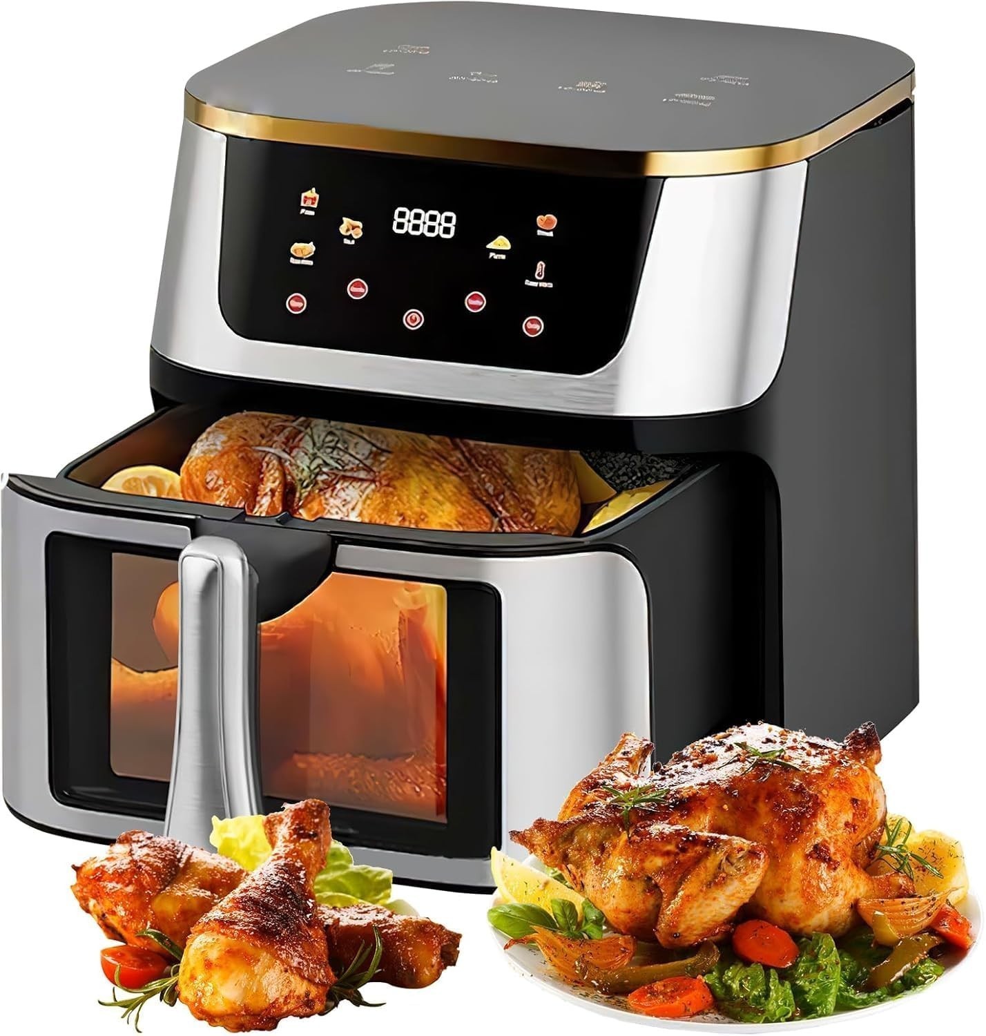 Friggitrice Aria 10 Litri XXL con Finestra - 8-in-1 Touch LED
