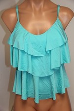 NWT Kenneth Cole Reaction Swimsuit Tankini Top Size L AQU Ruffles