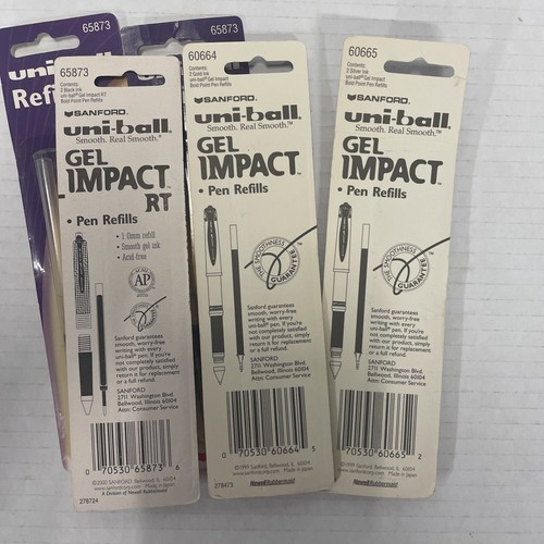 Lot Of 5 UniBall Gel Impact Ink 1.0mm Bold Pen Refil Sanford Silver Gold Black - 第 9/9 張圖片