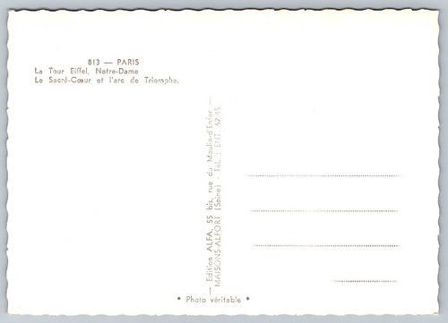 Cartolina RPPC Francia Souvenir di Parigi multi veduta su mappa 91 - Foto 2 di 2