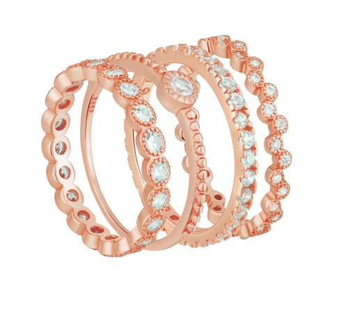 Dainty Rose Gold Plated Solitaire CZ Stack Ring Eternity Bridal Band 925 Size 4 - Picture 9 of 12