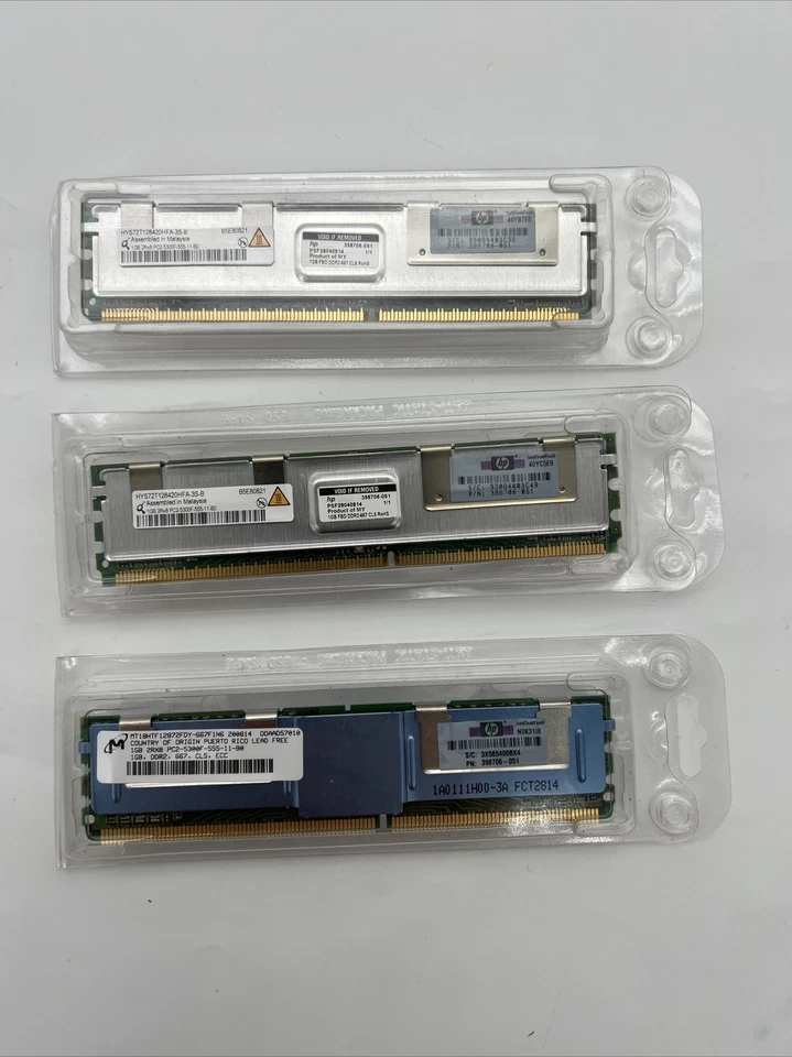 6 x HP 1GB 2Rx8 PC2-5300F-555-11-B0, DDR2-667 CL5 RoHS, , 398706-051, Job Lot - Image 3 of 4