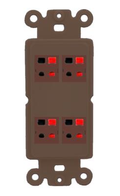 RiteAV 4 Port Speaker Wire Plug Jack Wall Plate - Rocker [Brown/Brown]