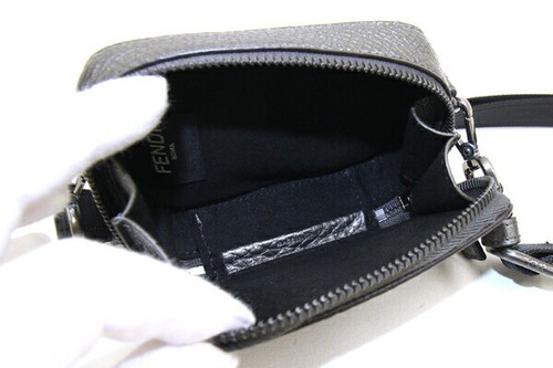 Fendi Shoulder Bag 7M0344 Gray Leather New Unused Mini Body Bag Men's - Picture 4 of 5