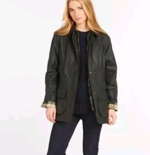 Barbour Women's Beadnell Wax Jacket Sage Size Uk 16 (xl)