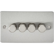 Image of Decorative Metal Flat Plate Brushed Chrome Switches and Sockets Knightsbridge