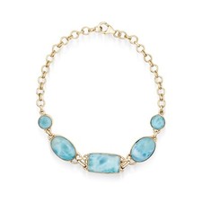 Bracciale in argento sterling con pietre preziose domenicane naturali Larimar...
