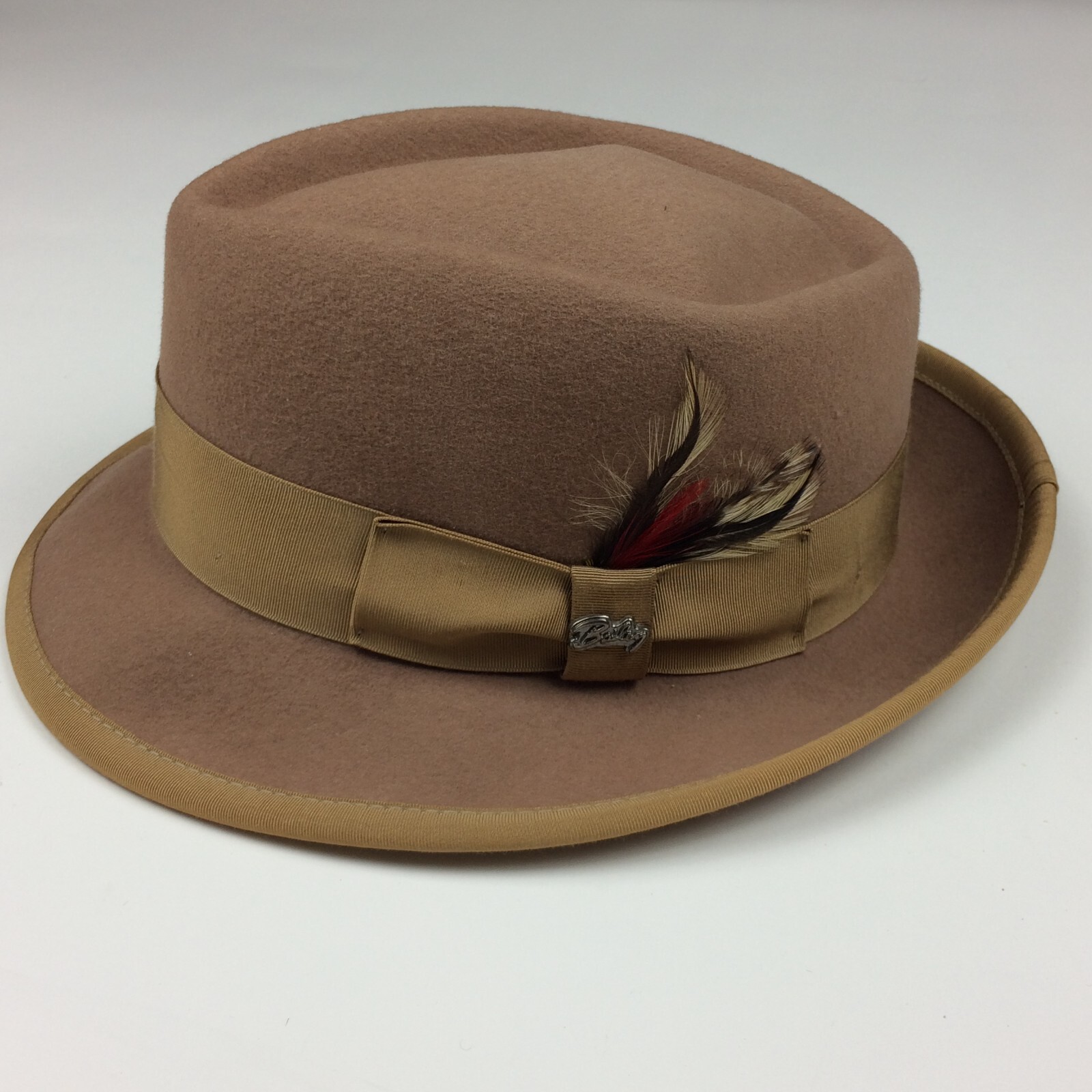 Bailey Fedora Wool Felt Hat with Feather Band in Medium Brown-image