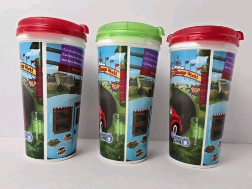 Three Walt Disney World Park Rapid Fill Hot Cold Refillable Souvenir Mug Cup Lid - Picture 2 of 15