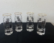 Anthropologie Bistro Tile Mosaic Glass SET OF 4 HIGHBALL GLASSES