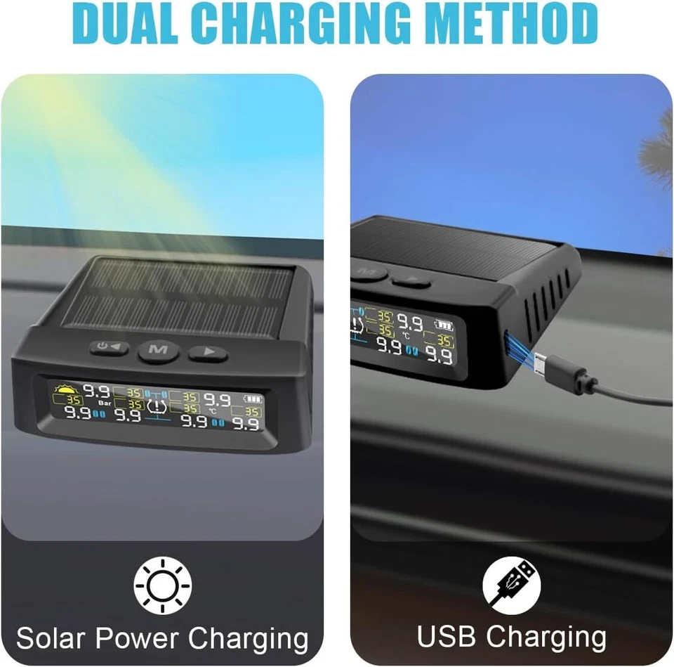 Tire Pressure Monitoring System Wireless with 6 External Sensors & 5 Alarm Modes Foto 2 de 4
