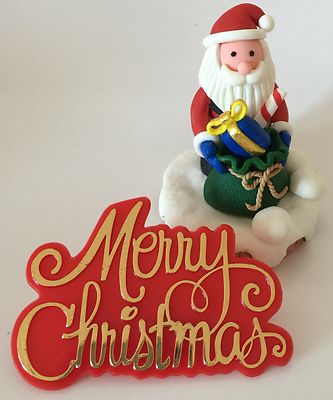 WEIHNACHTEN WEIHNACHTSMANN MIT SACK FESTLICH Tortenaufleger Set Tonteig Tischdeko 