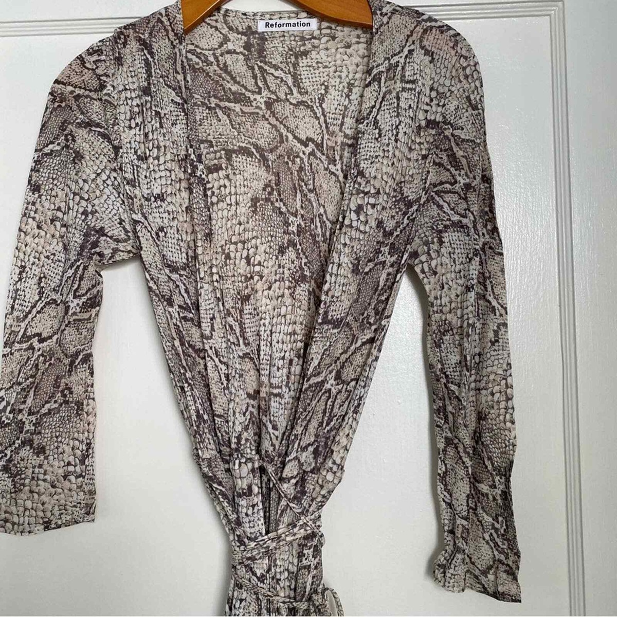 Reformation Jaz Wrap Midi/ Maxi Dress in Python Print Large