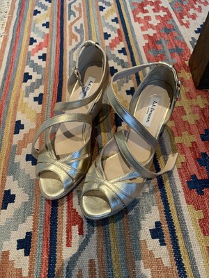 lk bennett gold wedges