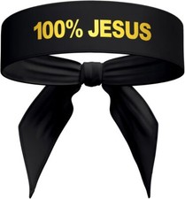 100 Jesus Sports Head Tie Headband Soccer F tbol Football Black White Gold