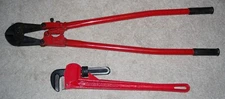 Heavy Duty 24" Pipe Wrench +36" Bolt Lock & Chain Cutters Red, Drop Forged, READ
