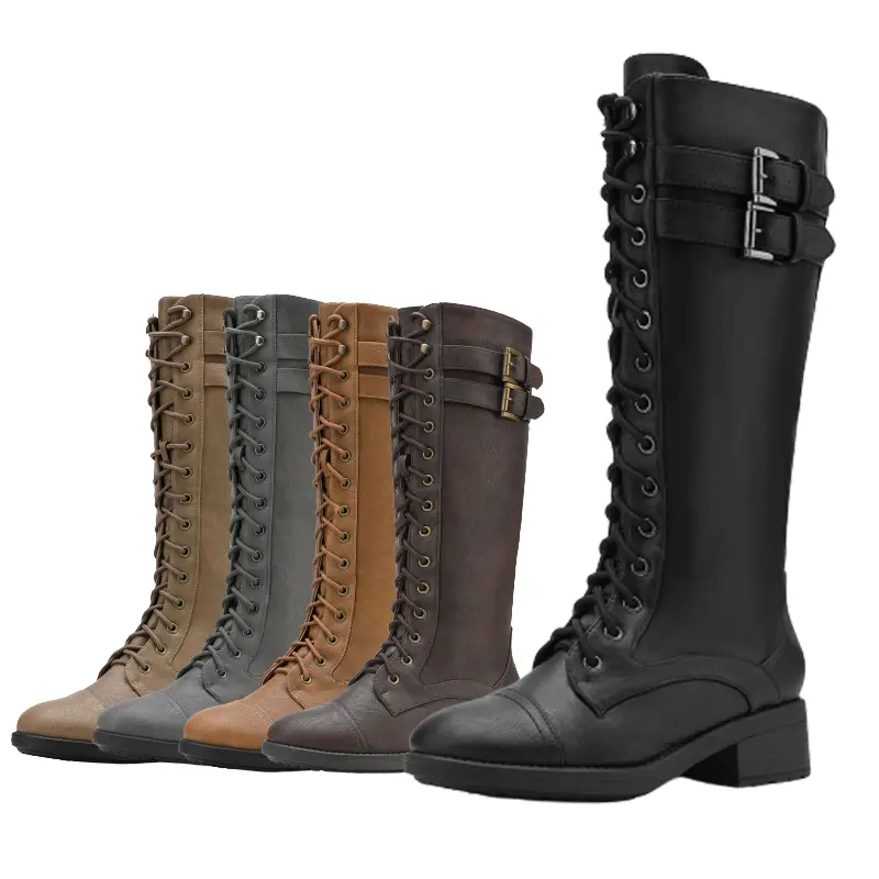 Women Faux Fur Lined Knee High Riding Combat Boots Shoe US 5-11 | eBay