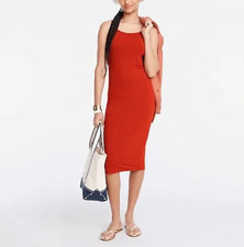 J.CREW SPAGHETTI STRAP FORM KNIT BOATNECK MIDI LINED DRESS Sz M