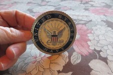 Vintage UNITED STATES NAVY ROUND EAGLE BLUE ENAMEL BELT BUCKLE