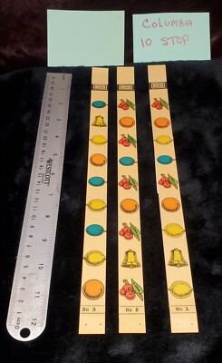 COLUMBIA 10 STOP SET REEL STRIPS FOR ANTIQUE SLOT MACHINE ''#CA''